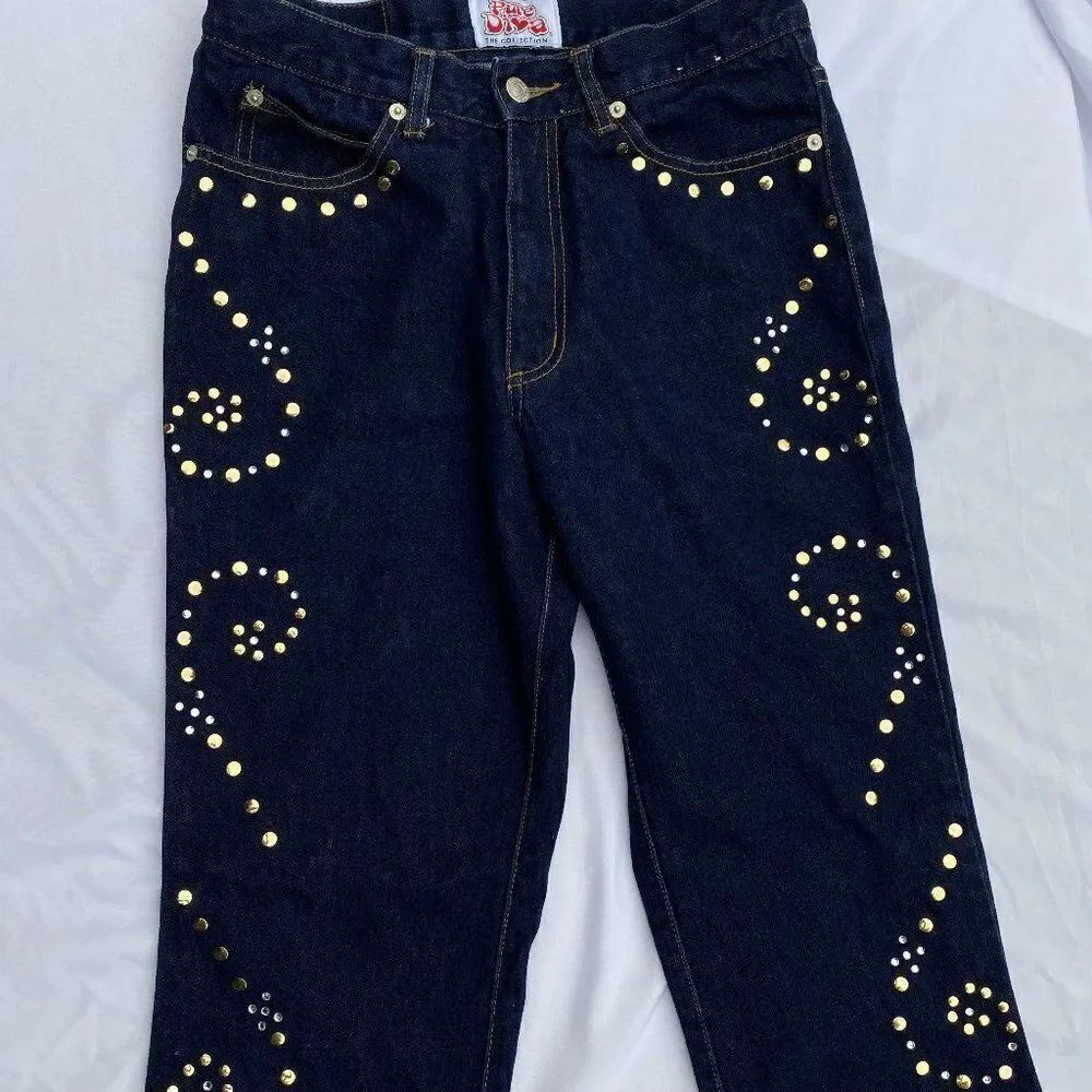 Pure Diva Brand Embellished Dark Wash Jeans 9
